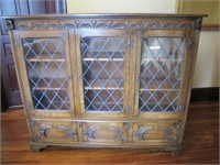 BEAUTIFUL OAK CARVED HALLWAY BOOKSHELF UNIQUE