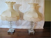 PAIR OF CRYSTAL LAMPS WITH CUT PRISIMS