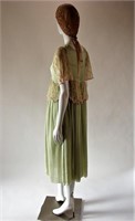 1920s Silk and Lace Gown w/ Cap Vintage Dress