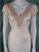 1930s Silk Bias Cut Gown Vintage Dress