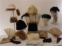 Vintage Hats, Gloves, Old Fans, Furs, Etc
