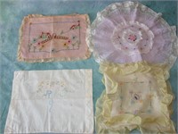 4 1920s Vintage Lace Pillowcases