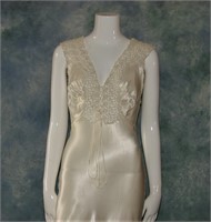 1930s White Bias Cut Vintage Gown Dress