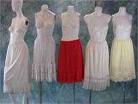 5 Vintage Fancy Half Dress Slips