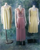 3 Vintage Chiffon Nightgown and Robe Sets