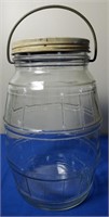 Vintage 1 Gallon Barrel Shaped Pickle Jar w/Lid