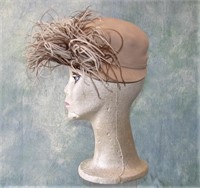 Vintage Ostrich Feather Felt Dress Hat