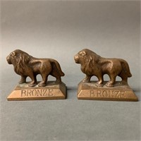 Pair of Bronze "Wabi" Lion Paper Weights