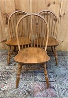 Set of 3 Solid Maple Hoop Back Chairs