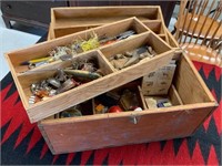 Old Wooden Tackle Box Packed with Lures