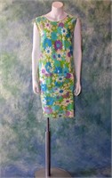 1960s Flower Printed Coulettes Dress