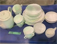 Ainsley China 6 Tea Cups, Tea Pot, Cream & Sugar..