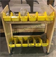 Shop Made Wooden Cart on Wheels with Bolt Bins,