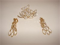 Vintage Costume Jewelry Brooch & Earrings Lot