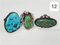 Navajo Turquoise & Silver Rings - Lot of (3)