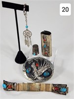 Lot of Navajo Silver & Turquoise Pieces
