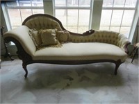 ANTIQUE CARVED TUFTED BACK FAINTING PARLOR COUCH