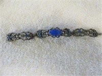 STERLING SILVER AND BLUE STONE BRACELET-TESTED 6"