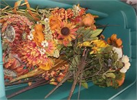 Tote of fall flowers.