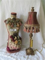 FRENCH STYLE TAPESTRY DRESS FORM AND LAMP
