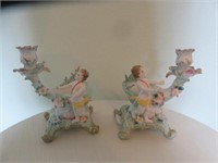 PAIR FRENCH STYLE DRESSER FIGURAL CANDLEHOLDERS