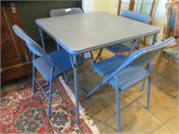 GAME SET - (4) PADDED FOLDING CHAIRS AND TABLE