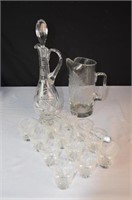 16 PIECES CUT CRYSTAL GLASS DRINKING SET DECANTER