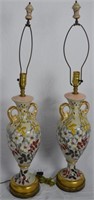 PAIR HAND PAINTED MCM FLORENTINE STYLE LAMPS