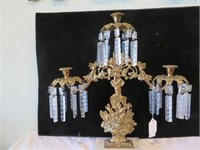 ANTIQUE FRENCH STYLE CANDELABRA WITH PRISMS ON