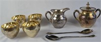 SILVER LOT INLUDING SHEFFIELD & CHASED CREAM SUGAR