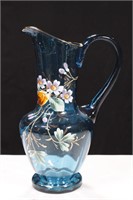 BEAUTIFUL BLUE HAND PAINTED PITCHER