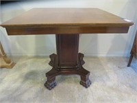 ANTIQUE MAHOGANY CLAW FOOTED PARLOR TABLE