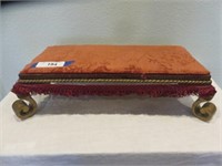 ANTIQUE FRENCH STYLE FOOTSTOOL WITH METAL FEET