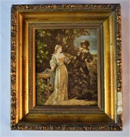 FINE MINIATURE PAINTING MUSKETEER & LADY W TRUMPET