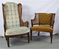2 MID CENTURY MODERN TUFTED LOUNGE CHAIRS