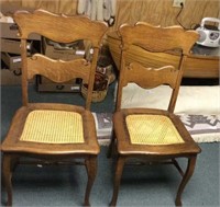 Cane bottom wood chairs