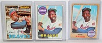 Hank Aaron Topps Baseball Cards 1967, 68, & 69