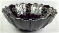 Ruby Glass Bowl with Sterling Overlay