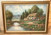 Landscape Oil on Canvas signed B. Trapp in Gilt