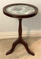 Accent Table with Needlepoint Inset Top Under