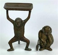 Brass Monkey Trinket Tray & Sculpture