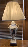 Hand Painted Porcelain Urn Style Lamp with Shade