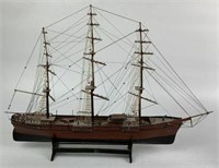 3 Masted Schooner Ship Model on Wood Stand