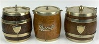 Vintage Wood Barrel Style Biscuit Jar & Humidors