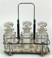 Atkin Brothers Glass Decanters in Silverplate