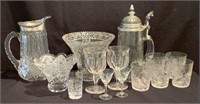Crystal Glasses, Pitcher, Lidded Stein & More