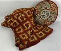Multicolor Afghan & Needlepoint Pillow