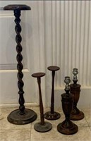 Pair of Wooden Lamps, Barley Twist Stand & Pair of