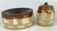 Royal Doulton Lidded Jar & Lambethware Ashtray