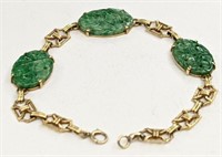 Ladies 14K Gold Jade Bracelet